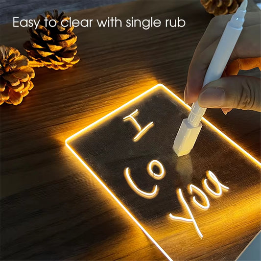 Luminous LED Night Light - Erasable Acrylic Message Board & Calendar for Desktop Decor