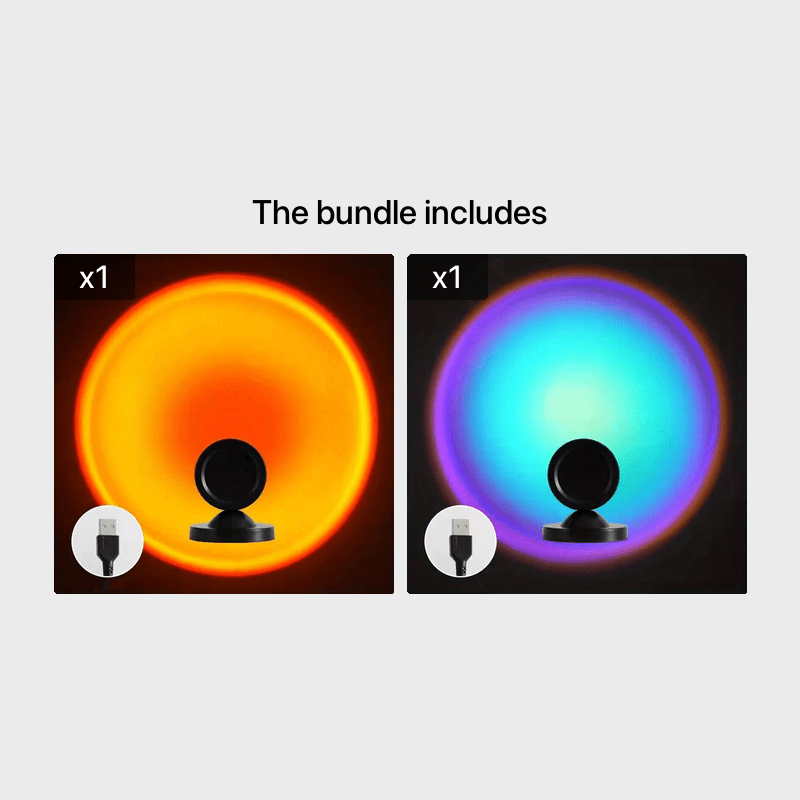 Bundle USB-powered sunset projector for cozy home decor