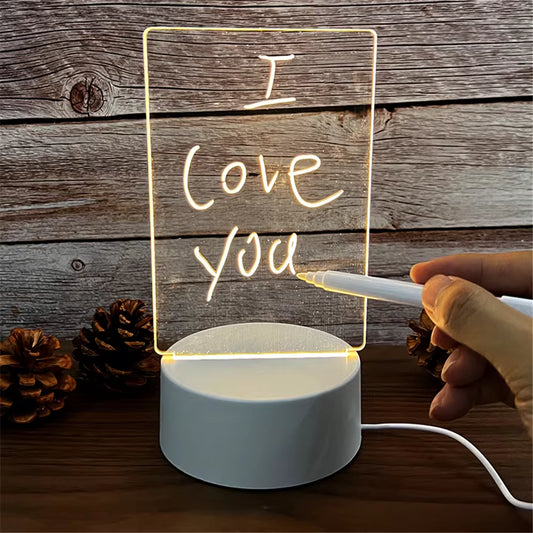 Luminous LED Night Light - Erasable Acrylic Message Board & Calendar for Desktop Decor