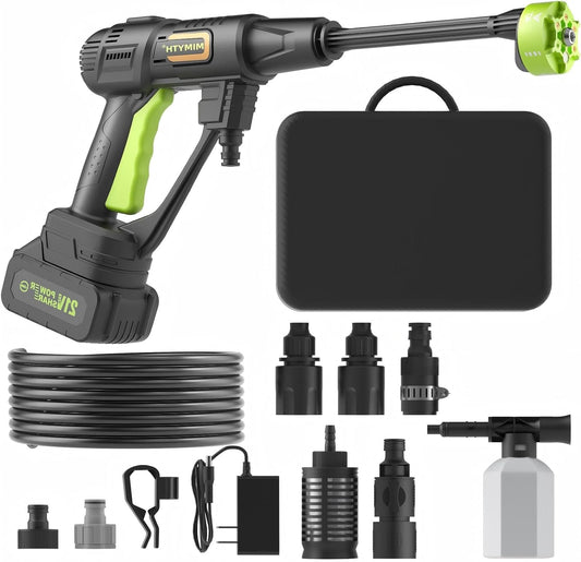 Powerful Cordless Pressure Washer - 990PSI Portable Handheld Cleaner with 6-in-1 Nozzle, 23FT Hose, 21V Battery & Charger for Home, Car, and Garden