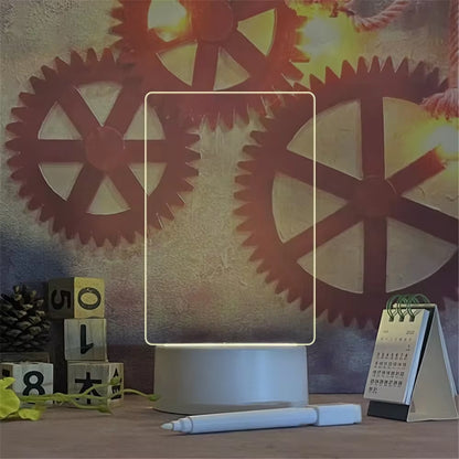 Luminous LED Night Light - Erasable Acrylic Message Board & Calendar for Desktop Decor