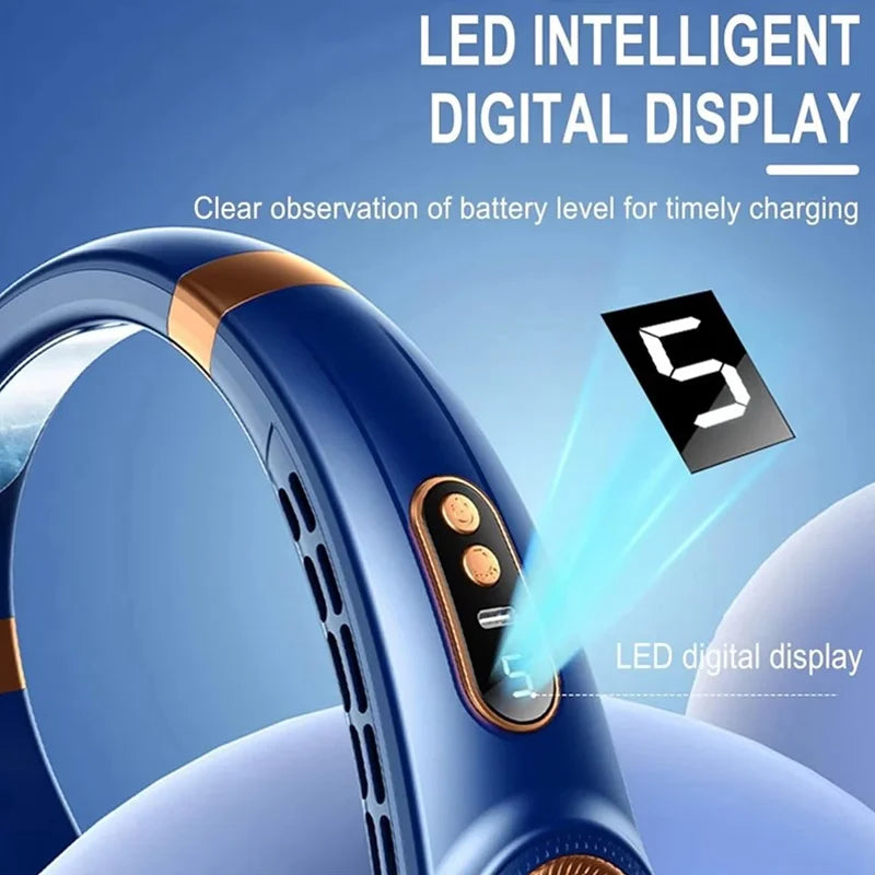 “Leafless Hanging Neck Fan — Hands-Free Portable Wearable Cooler”
