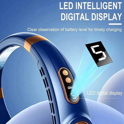 “Leafless Hanging Neck Fan — Hands-Free Portable Wearable Cooler”