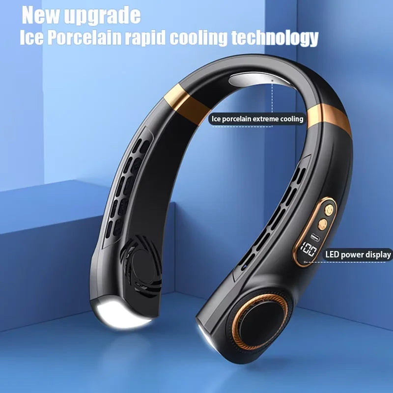 “Leafless Hanging Neck Fan — Hands-Free Portable Wearable Cooler”