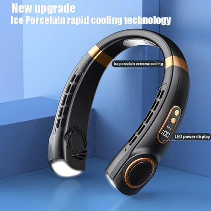 “Leafless Hanging Neck Fan — Hands-Free Portable Wearable Cooler”