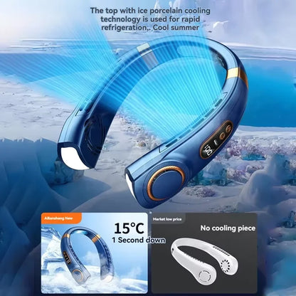 “Leafless Hanging Neck Fan — Hands-Free Portable Wearable Cooler”
