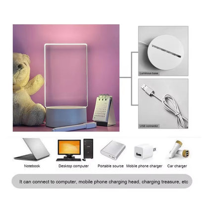 Luminous LED Night Light - Erasable Acrylic Message Board & Calendar for Desktop Decor