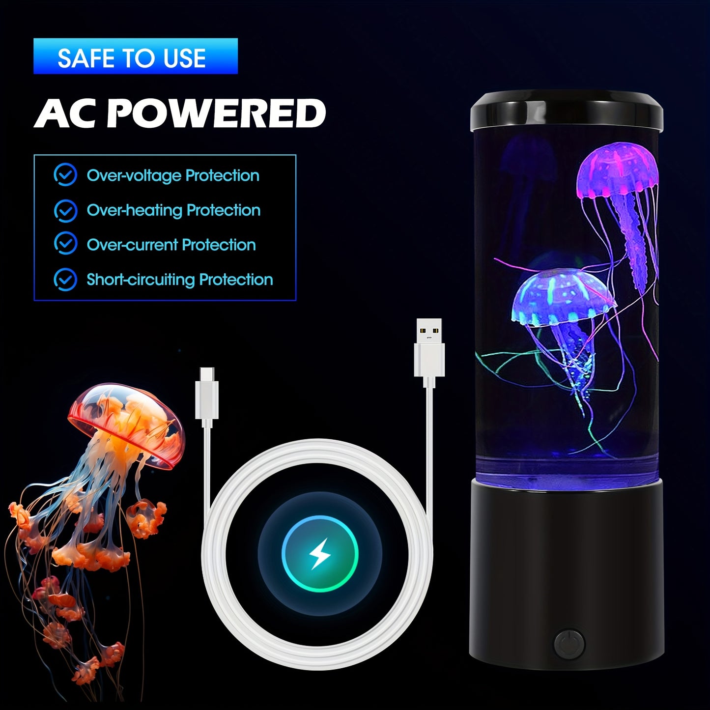 Jellyfish Lamp — 8″ LED Color-Changing Mood Light for Home & Decor
